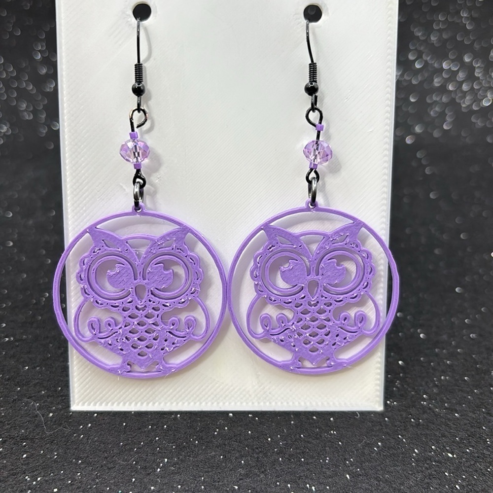 Purple Owl Earrings